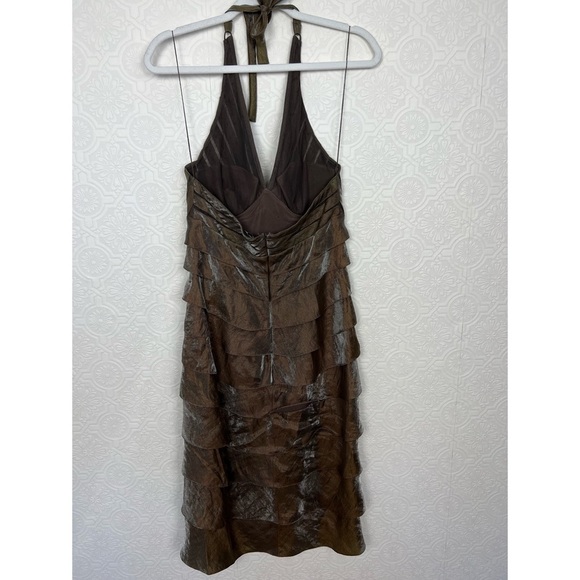 Vintage Cache Halter Dress Size 6 Y2K 90s Metallic Vneck Cocktail Formal Event - Picture 5 of 7